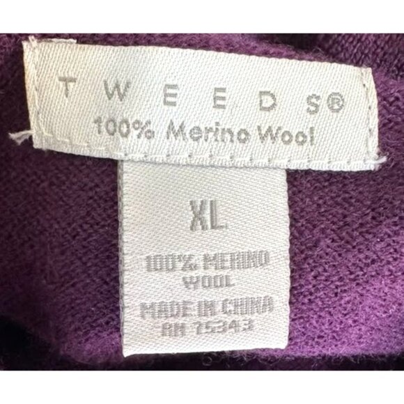 Vintage Tweeds Womens Merino Wool Sweater XL Purple Cowl Neck Business Casual - Picture 11 of 11